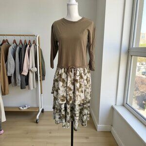 APPARALEL Olive Green Sweatshirt Drawstring Midi Dress Size Small